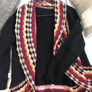 Multi Color Waffle Knit Cardigan